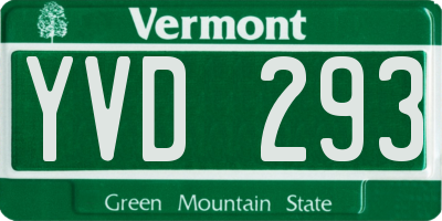 VT license plate YVD293