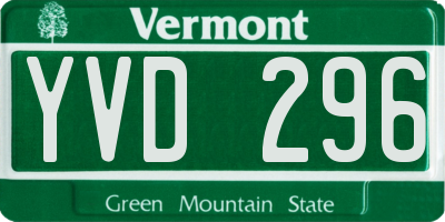 VT license plate YVD296