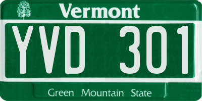 VT license plate YVD301