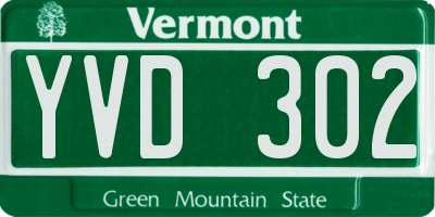 VT license plate YVD302