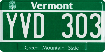 VT license plate YVD303