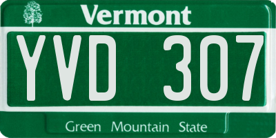 VT license plate YVD307