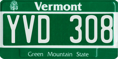 VT license plate YVD308