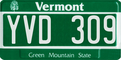 VT license plate YVD309