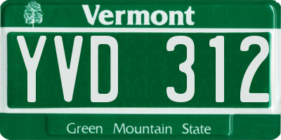 VT license plate YVD312