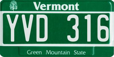 VT license plate YVD316