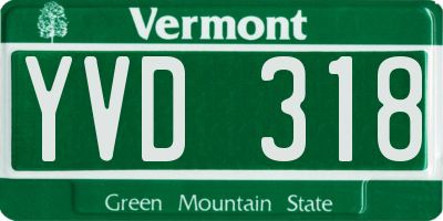 VT license plate YVD318