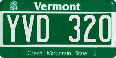 VT license plate YVD320