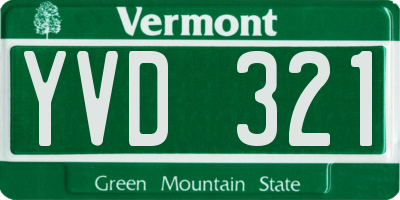 VT license plate YVD321
