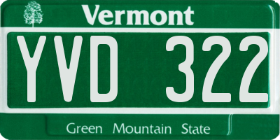 VT license plate YVD322