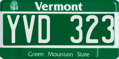 VT license plate YVD323