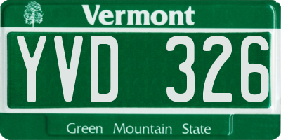 VT license plate YVD326