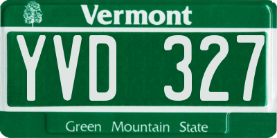 VT license plate YVD327