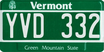 VT license plate YVD332