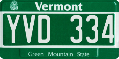 VT license plate YVD334