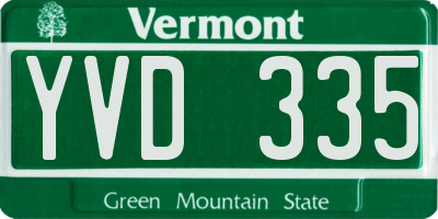 VT license plate YVD335