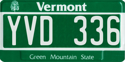 VT license plate YVD336