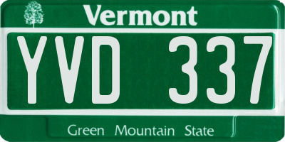 VT license plate YVD337