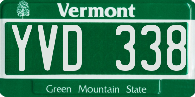 VT license plate YVD338