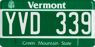VT license plate YVD339