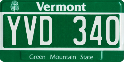 VT license plate YVD340