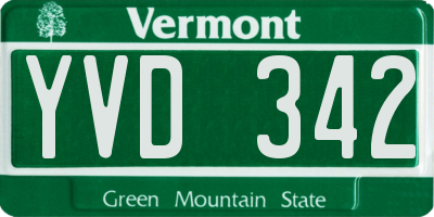 VT license plate YVD342