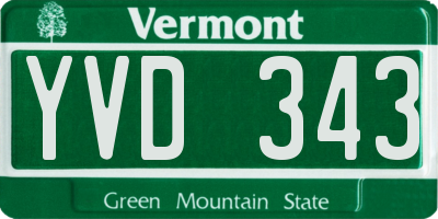 VT license plate YVD343