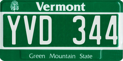 VT license plate YVD344