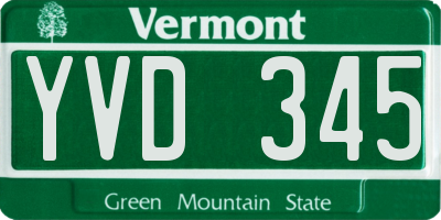 VT license plate YVD345