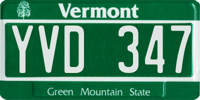 VT license plate YVD347