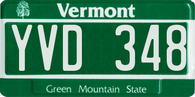VT license plate YVD348