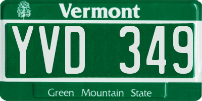 VT license plate YVD349
