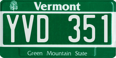 VT license plate YVD351