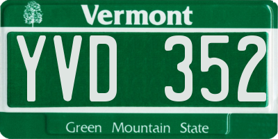 VT license plate YVD352