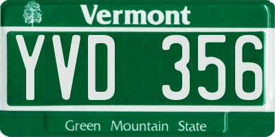 VT license plate YVD356