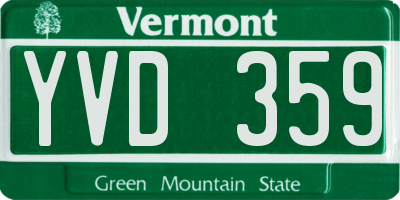VT license plate YVD359