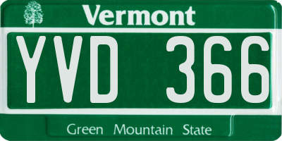 VT license plate YVD366