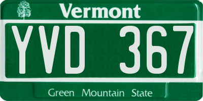 VT license plate YVD367