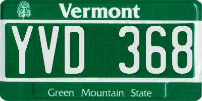 VT license plate YVD368