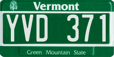 VT license plate YVD371