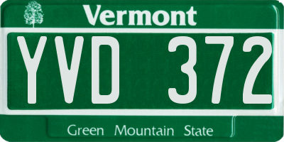 VT license plate YVD372