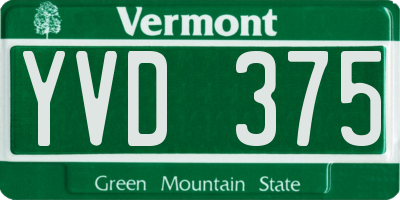 VT license plate YVD375