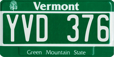 VT license plate YVD376