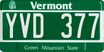 VT license plate YVD377