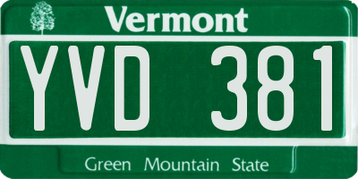 VT license plate YVD381
