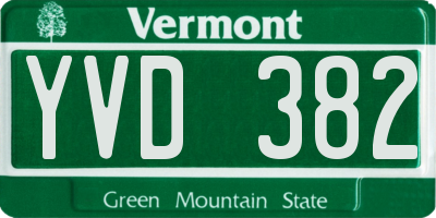 VT license plate YVD382
