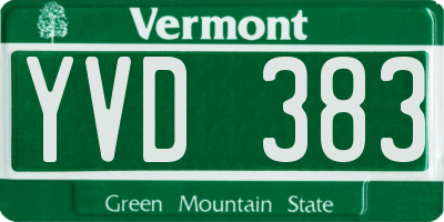 VT license plate YVD383