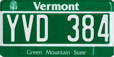 VT license plate YVD384