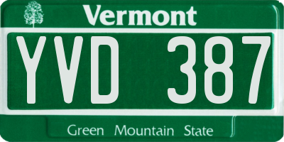 VT license plate YVD387