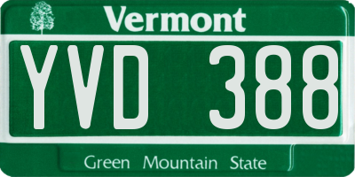 VT license plate YVD388